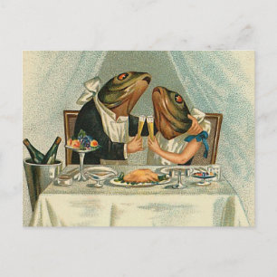 "Romantic Dinner for Frogs" Postcard