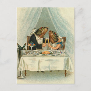 "Romantic Dinner for Frogs" Vintage Postcard