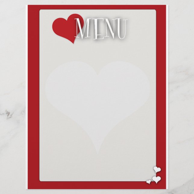 Romantic Dinner menu Blank (Front)