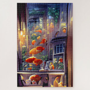 Romantic Dinner Petals on the Breeze Window Jigsaw Puzzle
