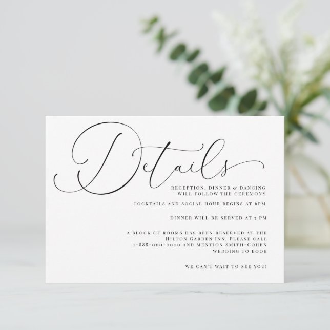 Romantic Drama Calligraphy Wedding Enclosure Card (Standing Front)
