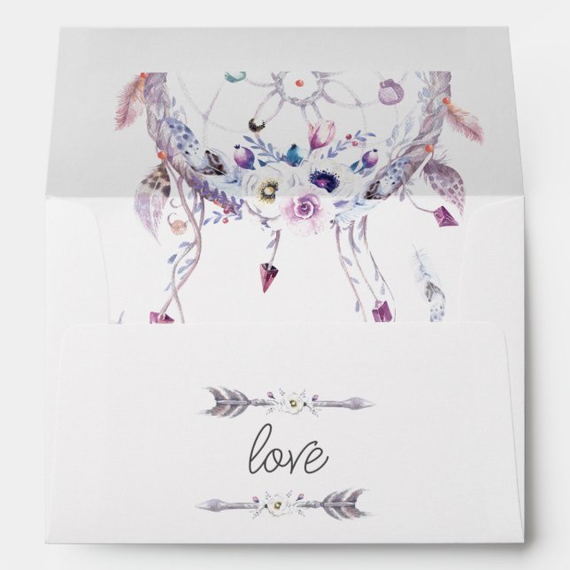 Romantic Dreamcatcher Boho Bridal Shower Envelope (Back (Bottom))