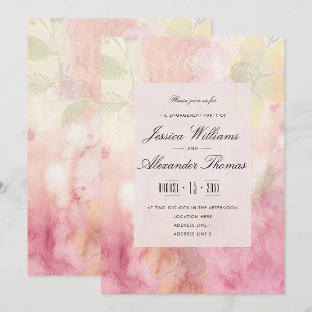 Romantic Dreamy Blossom Engagement Invitation (Front/Back)