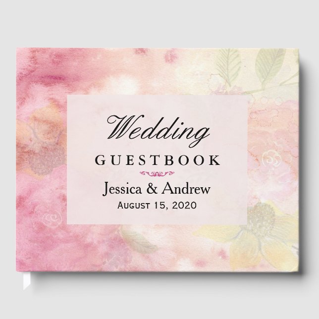 Romantic Dreamy Blossom Wedding Guest Book (Front)
