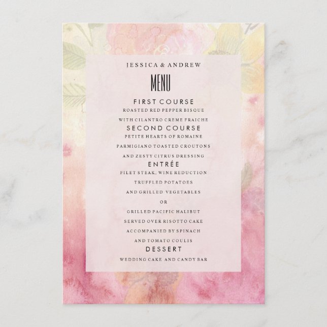 Romantic Dreamy Blossom Wedding Menu (Front)