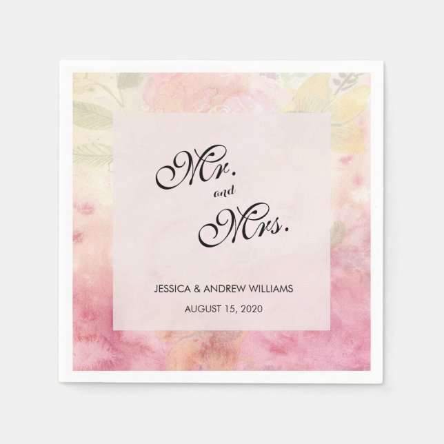 Romantic Dreamy Blossom Wedding Napkin (Front)