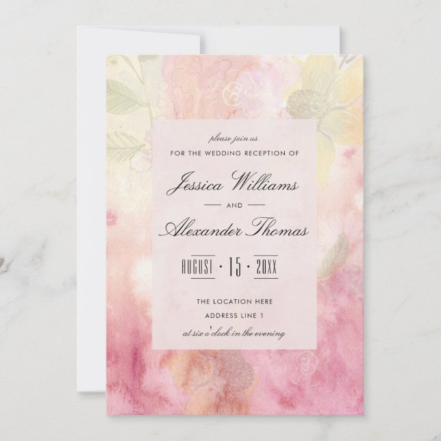Romantic Dreamy Blossom Wedding Reception Invitation (Front)