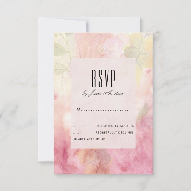 Romantic Dreamy Blossom Wedding RSVP Card (Front)