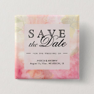 Romantic Dreamy Blossom Wedding Save the Date 15 Cm Square Badge