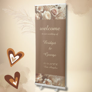 Romantic Dreamy Floral Wedding Welcome Retractable Banner