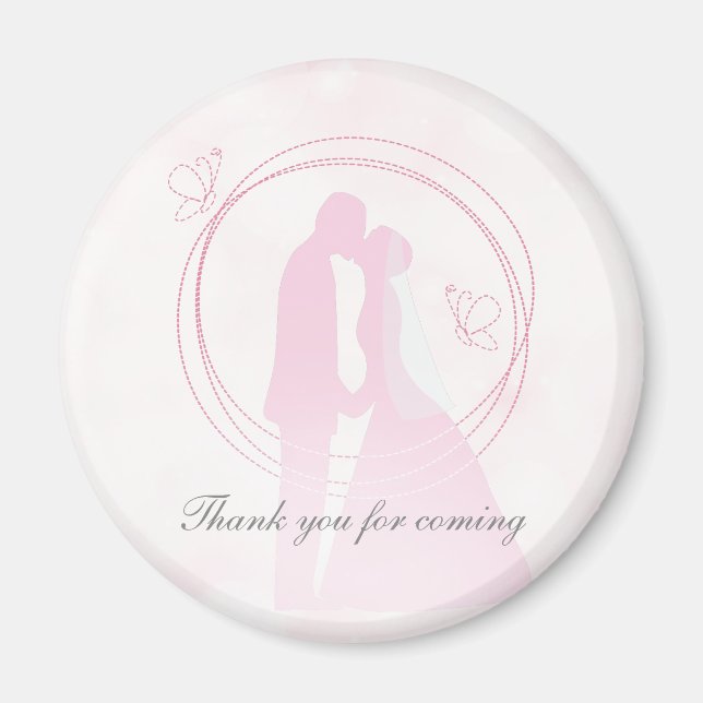 Romantic Dreamy Pink Wedding Couple Magnet (Front)