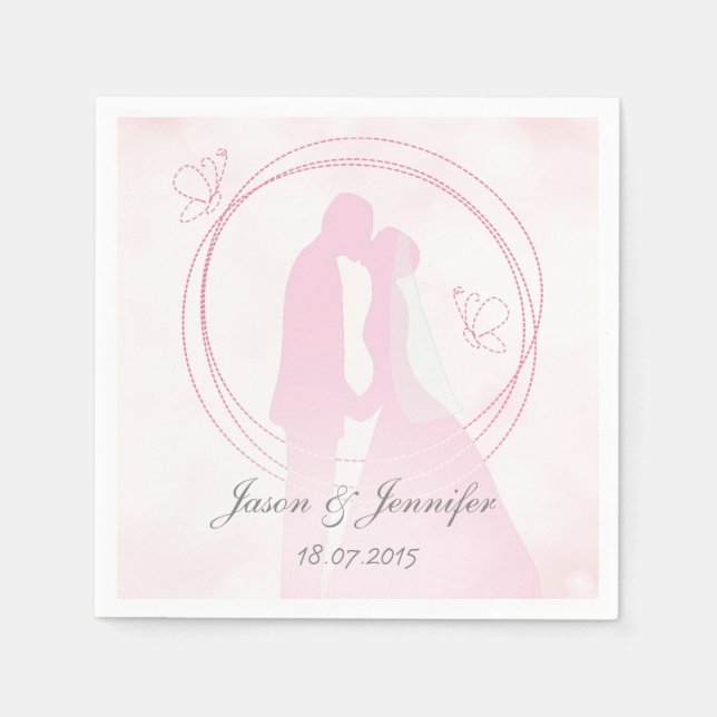 Romantic Dreamy Pink Wedding Couple Napkin (Front)