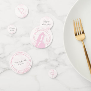 Romantic Dreamy Pink Wedding Couple Table Confetti