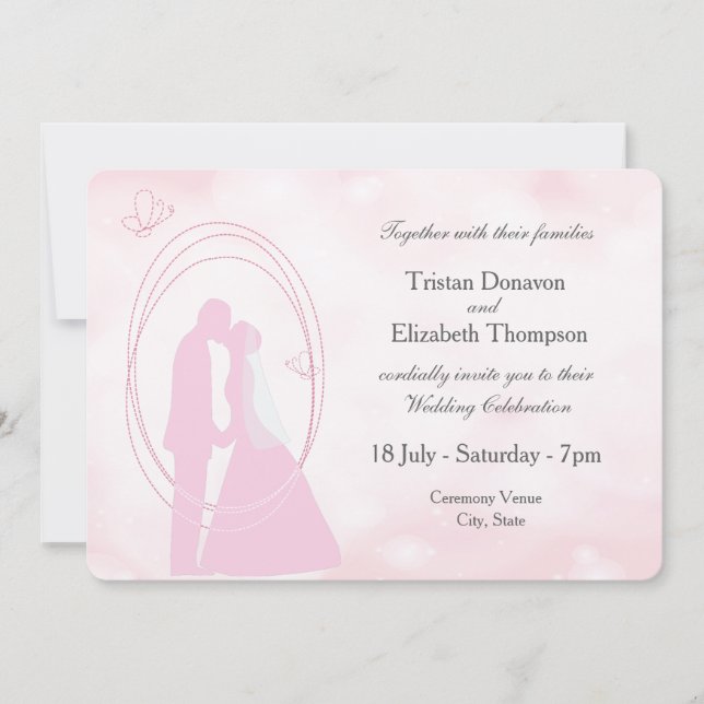 Romantic Dreamy Pink Wedding Couple Wedding Invite (Front)