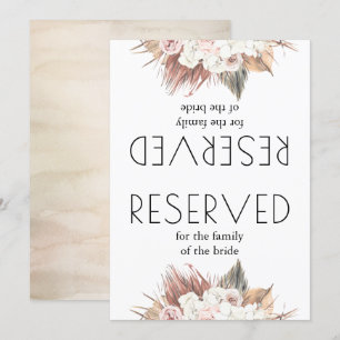 Romantic Dried Palm Leaves Wedding Reserved Sign