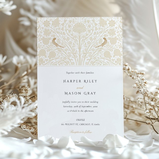 Romantic Dual Bird Victorian Wedding Invitation (Creator Uploaded)