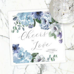 Romantic Dusty Blue Floral Bridal Shower Party Napkin