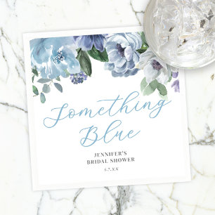 Romantic Dusty Blue Floral Bridal Shower Party Napkin