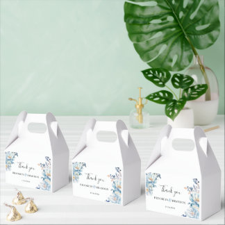 Romantic dusty blue Flowers Thank You Wedding  Favour Box