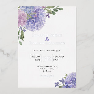 Romantic Dusty Blue & Lilac Watercolor Hydrangeas
