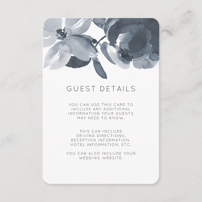 Romantic Dusty Blue Wedding Guest Details Enclosure Card (Front)