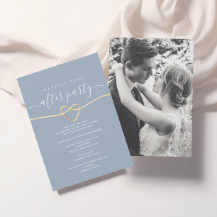 Romantic Dusty Blue Wedding Reception Invitation
