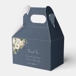 Romantic Dusty Blue White Roses Wedding Favour Box