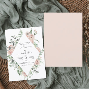 Romantic Dusty Pink Eucalyptus Wedding Invitation