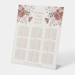 Romantic Dusty Pink Floral Wedding Seating Pedestal Sign