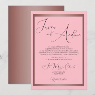Romantic Dusty Pink & Rose Gold Wedding  Invitation