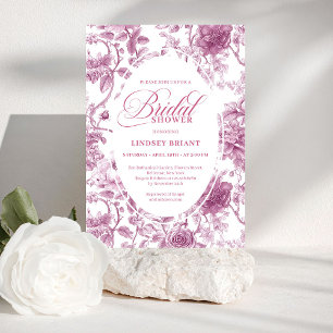 Romantic Dusty Pink Rose Pattern Bridal Shower  Invitation