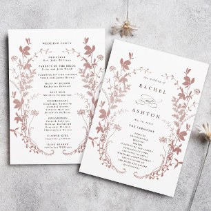 Romantic Dusty Rose Botanical Wedding Ceremony Programme