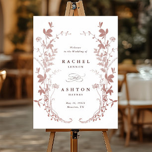 Romantic Dusty Rose Botanical Wedding Welcome Sign