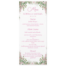 Romantic Dusty Rose Floral Arch Wedding Menu
