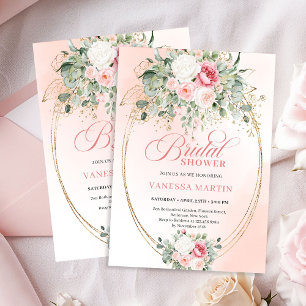 Romantic Dusty Rose Floral Bridal Shower Invite