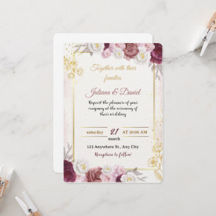 Romantic Dusty Rose Floral Wedding Invitation   Bo