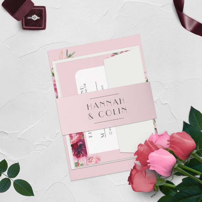 Romantic Dusty Rose  Invitation Belly Band (Creator Uploaded)