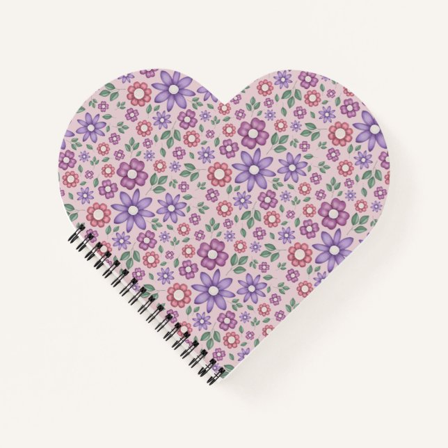 romantic dusty rose pastel floral pattern notebook (Front)