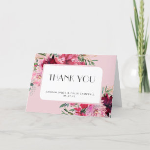 Romantic Dusty Rose Peony Modern Frame Thank You Card