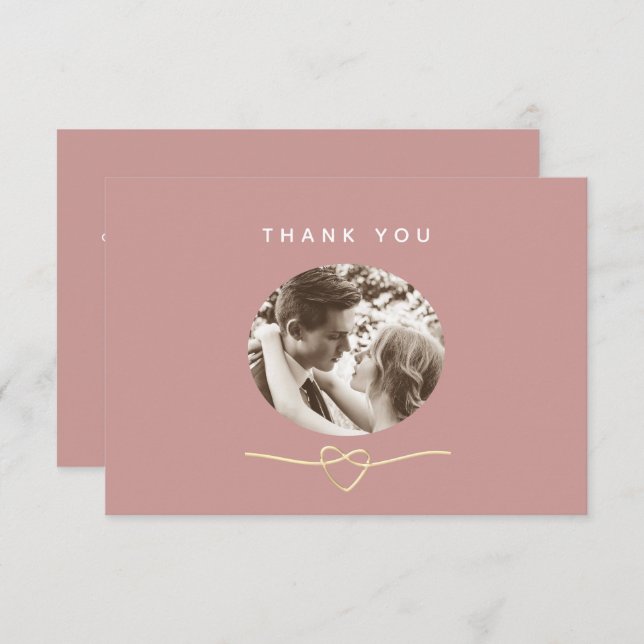 Romantic Dusty Rose Photo Wedding Thank You Card (Front/Back)