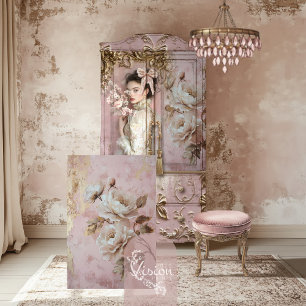 Romantic Dusty Rose Pink & Beige Peony floral Tissue Paper