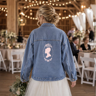 Romantic Dusty Rose Regency Botanical Cameos Denim Jacket
