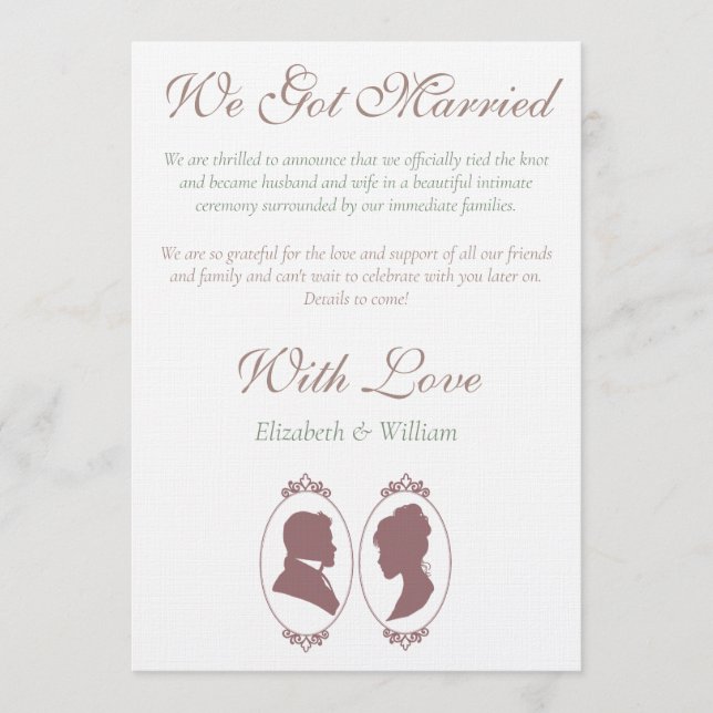 Romantic Dusty Rose Regency Botanical Cameos  Invitation (Front)