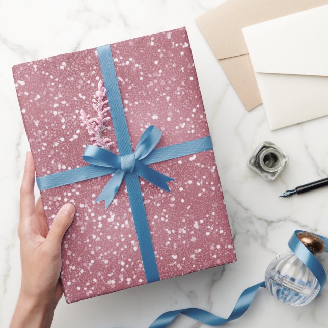 Romantic Dusty Rose Shimmer White Glitter Pattern Wrapping Paper (Gifting)