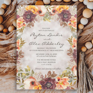 Romantic Earthy Tones Fall Autumn Floral Wedding I Invitation