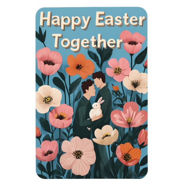 Romantic Easter Card – LGBTQ+ Spring Illustration Magnet (Vertical)
