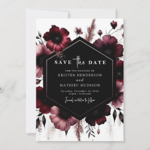 Romantic Editable Burgundy Wedding Save The Date