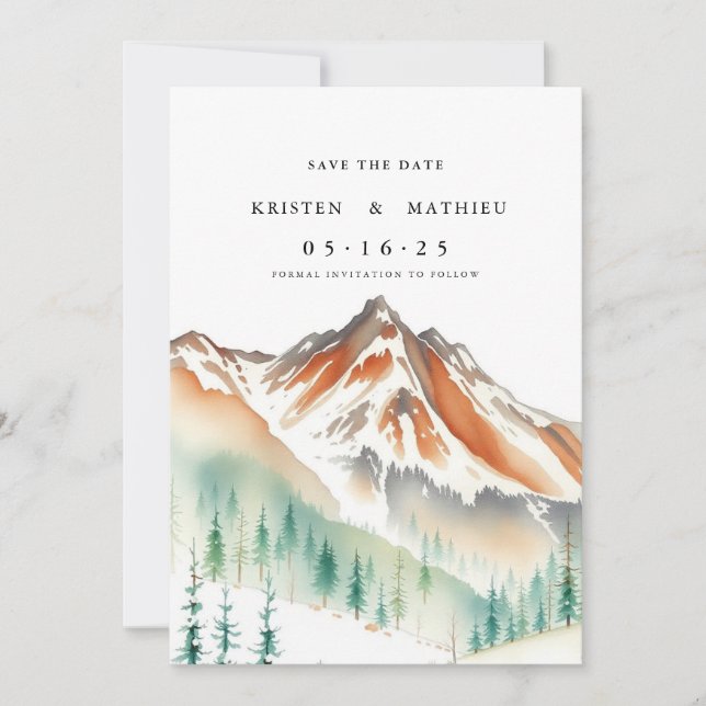 Romantic Editable Mountain Save The Date (Front)