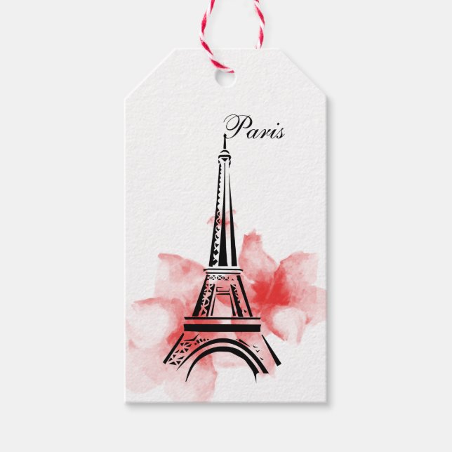 Romantic Eiffel Tower Paris Gift Tags (Front)