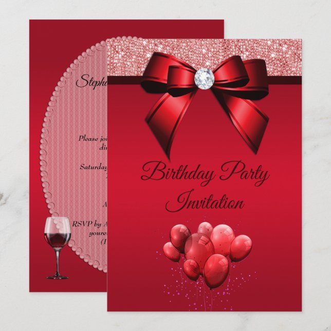 Romantic Elegance Birthday Party Invitation (Front/Back)